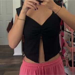 SHEIN Black Ruched Crop Top